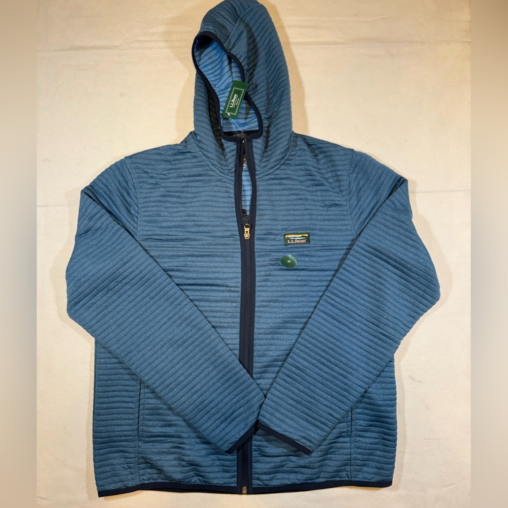 NWT L.L. Bean Men’s Blue Full-Zip Hooded Sweatshirt Jacket - Picture 2 of 8